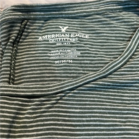 American Eagle Oversized & Flowy Buttery Soft Striped Short Sleeve Shirt - Picture 3 of 3